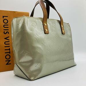 LOUIS VUITTON ルイヴィトン ヴェルニライン リードPM ハンドバッグ パテントレザー エナメル MI0081 グレー メタリックシルバー 灰色