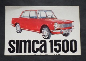 カタログ フランス車 シムカ1300・1500　1960年代 チラシ　英文
