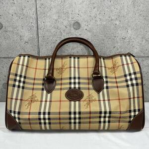 ☆【Burberry/バーバリー】ボストンバッグ ノバチェック レザー ハンドバッグ ブラウン シャドーホース レディース