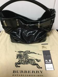 バーバリー☆Burberry☆ショルダーバッグ☆ワンショルダー☆パテントレザー☆エナメル☆レザー☆ブラック☆美品