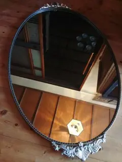 ウォールミラー　楕円　鏡　ヨーロピアン　大型　レトロ　アンティーク　ヴィンテージ