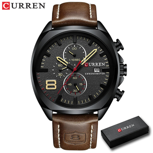 CURREN 8324 メンズ 腕時計 高品質 クオーツ スタイリッシュ デザイン スポーツ ウォッチ レザー バンド カジュアル 時計 ブラック