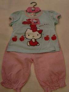 キティーパジャマ 子供服パジャマ 女児半袖 キティパジャマ上下セット サービス品（ブルー）110号