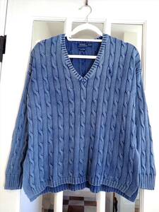 【RALPH LAUREN ラルフローレン】PIMA COTTONセーター☆ウーマンsize(XS)☆正規品☆インディゴ感有☆