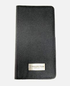 エルメネジルド・ゼニア PVC xレザー 二つ折り パスポートケース アジェンダケース ブラック 【美品】