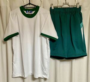 半袖体操服＋ハーフパンツ 上下セット 緑×白 グリーン系 新品 LL-S