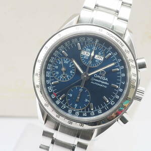 オメガ スピードマスタークロノグラフRef,175.0084 Cal,1151 3523.80 OMEGA Speedmasterトリプルカレンダー自動巻 紺 男性+箱[Pa1486-ZA8