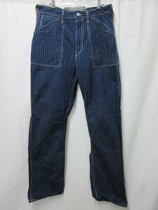 ◆1000円～フリーホイーラーズ FREEWHEELERS UNION SPECIAL OVERALLS ペインターパンツ チェーン柄 ストライプ　サイズ32