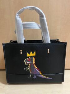 ハンドバッグ バスキアコラボ ブラック レザー パイソン型押しレザーレディース トートバッグ ショルダーバッグ COACH