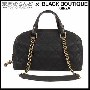 101702273 シャネル CHANEL ボーリングバッグ ブラック ゴールド金具 マットキャビアスキン 17番台 2WAY ハンドバッグ ショルダーバッグ