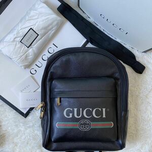 新品　未使用品　GUCCI シェリーライン ロゴプリント レザー リュック　バッグパック