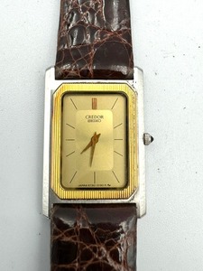 ●H79132:SEIKO セイコー CREDOR クレドール 腕時計 クォーツ 14kベゼル 6730-5100　社外ベルト レディース　ジャンク品