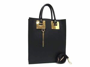 1円 ■美品■ SOPHIE HULME ソフィー ヒュルム レザー クロスボディ 2WAY ハンドバッグ ショルダー トート レディース ブラック系 BF7587