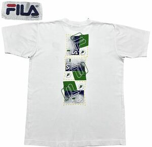 90s フィラ USA企画 ビッグロゴ デカロゴ Tシャツ 染み込みプリント　　アメリカ企画 FILA 90年代 オールド ヴィンテージ vintage 柳8044