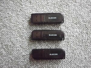 【中古】ELECOM バリュータイプ USBメモリ MF-HMU208GBK 8GB ３本まとめ ◆ エレコム 法人向け セキュリティソフト ダウンロード可