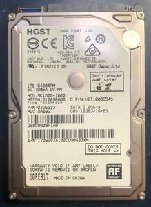 【中古ハードディスク】HGST　１TB CrystalDiskinfo「正常」判定