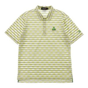 【1円】LE COQ GOLF ルコックゴルフ 半袖ポロシャツ ボーダー チェック柄 グリーン系 L [240101083440] メンズ