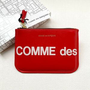 新品 コムデギャルソン HUGE LOGO ロゴ 財布 ウォレット コインケース ポーチ SA8100HL 赤 レッド Wallet COMME des GARCONS 送料無料