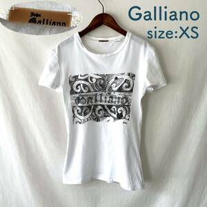 ■ 良品 ■ JOHN GALLIANO ガリアーノ ■ Tシャツ ■ ロゴプリント ■ ホワイト ■ XS ■ JP S〜M程 ■ /