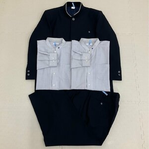 UT287 (中古) 栃木県 私立 作新学院高校 男子学生服 4点セット /希少/特大/旧制服/校章付/180B/3L/W105/学ラン/シャツ/ズボン/黒/冬服/制服