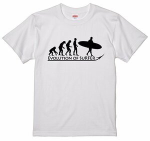 進化 evolution Tシャツ サーファー　サーフィン S/M/L/XL　白 海 波乗り　ハワイアン サーフボード ビーチボーイズ 湘南