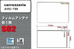 地デジ カロッツェリア carrozzeria 用 フィルムアンテナ AVIC-T99 対応 ワンセグ フルセグ 高感度 受信 高感度 受信