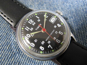 1977年製 TIMEX タイメックス ブラックダイヤル MADE IN GREAT BRITAIN ブリティッシュウォッチ 英国手巻腕時計 稼働良品 注油済み