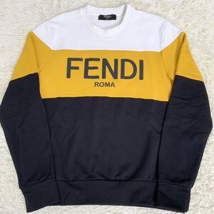 美品 フェンディ【大人気モデル】FENDI スウェット トレーナー トップス ビックロゴ マルチカラー メンズ サイズS