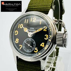 【美品 OH済】HAMILTON ハミルトン フロッグマン◆復元 WW2 USN BUSHIPS 手巻き ミリタリー ダイバー ウォッチ/軍用/メンズ腕時計/黒/海軍