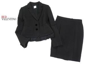 RED VALENTINO レッド ヴァレンティノ デザインジャケット バックリボンダブルジップスカート スーツ セットアップ 42
