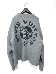 2019AW LOUIS VUITTON Jacquard Crewneck Knit ルイヴィトン ジャガードクルーネックニット セーター バックロゴ グレー XS HHN89WOZJ