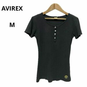 訳あり AVIREX アヴィレックス ストレッチ Tシャツ 半袖 ブラック M