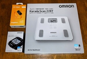 【送料無料】オムロン 手首式血圧計HEM-6232T 体重体組成計 HBF-228TKarada Scan 228T fitbitby Google inspire 3