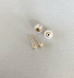 K18ピアス 丸玉ピアス 3mm K18 フラッシュボールピアス 落ちないくんキャッチ付き