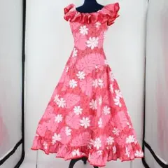 【フラダンス用衣装 美品 ハワイ製】CC FASHIONS ピンク ドレス