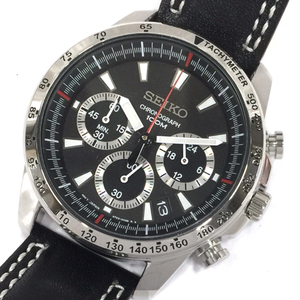 セイコー クロノグラフ デイト 腕時計 メンズ ブラック文字盤 未稼働品 純正ベルト ファッション小物 6T63-00D0