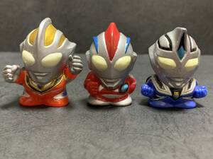 当時物 古い ウルトラマン 指人形 ガイア スプリームVer ナイス アグル V1 変身ヒーロー 怪獣 ソフビ 平成 バンダイ ユタカ SD フィギュア