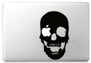 MacBook ステッカー シール Black Skull (15インチ)