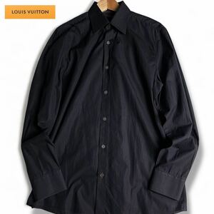 国内正規品 ●ルイヴィトン LOUIS VUITTON LV 長袖シャツ ドレスシャツ ワイシャツ ボタン メンズ ビジネス ブラック 40 L相当