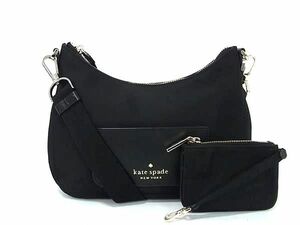 1円 ■美品■ kate spade ケイトスペード ナイロン クロスボディ ショルダーバッグ 斜め掛け レディース ブラック系 AW6997