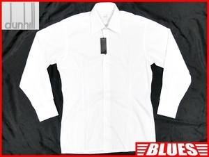即決★英国製 dunhill★メンズS ストライプシャツ ダンヒル 15 白 ホワイト イングランド製 カッターワイシャツ コットン ドレスシャツ