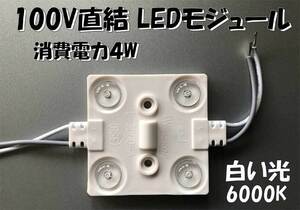 AC100V直結　防水LEDモジュール（４チップ）白い昼光色　照明器具のDIYに！2