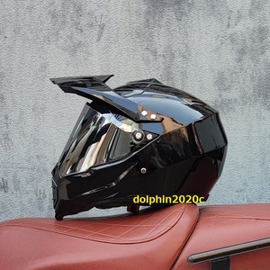 新品　バイク　オフロードヘルメット　フルフェイスヘルメット　S~XL サイズ選択可　 艶有り黒　サイズ：M