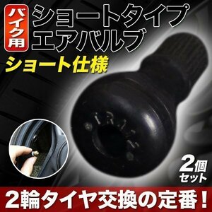 ★2輪 タイヤ 交換 ショート タイプ エアバルブ x 2 個 汎用 エア バルブ キャップ バイク タイヤバルブ ゴムバルブ チューブレス ホイール