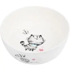 ペットボウル 猫 食器 フードボウル 陶器 お皿 キャット ハート 白 可愛い