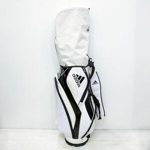 116s adidas/アディダス キャディバッグ AWR92 ホワイト ブラック 9型 カート式 ゴルフバッグ ※中古