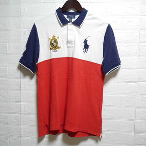 F29 □ POLO RALPH LAUREN □ ポロラルフローレン　ポロシャツ　赤/紺/白　中古　サイズＸＬ