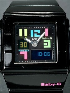 超美品 CASIO カシオ Baby-G ベビージー BGA-200PD-1B デジアナ 腕時計 スクエア文字盤 ブラック ラバーベルト ステンレス 動作確認済み