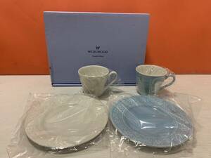 140171◆WEDGWOOD　ウエッジウッド　Queens Ware　フェスティビティWH%BL　ペアモーニングセット　FESTIVITY　保管品　写真追加あり◆A2