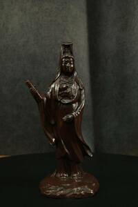 [昭和 レトロ] 美術 伝統工芸 瑞峰作 銅製 観音像 17cm 和風 インテリア